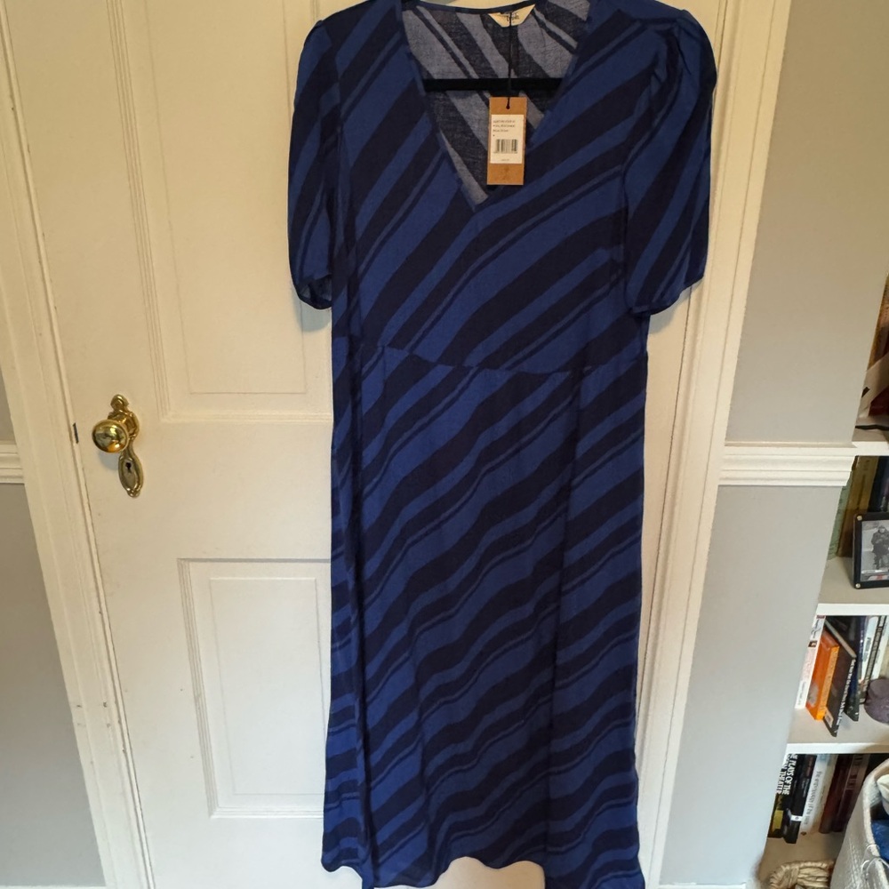 Chic Blue Striped Long Sleeve Dress